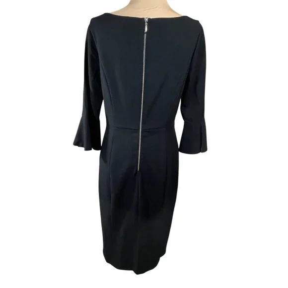 White House Black Market Bell Sleeve Dress LBD Sheath Size 10 - Picture 3 of 9